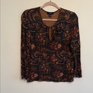 Chaps teal, burgundy and tan shirt